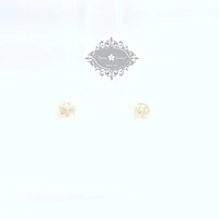 10k Yellow Gold Cubic Zirconia Flower Studs Earrings 153779