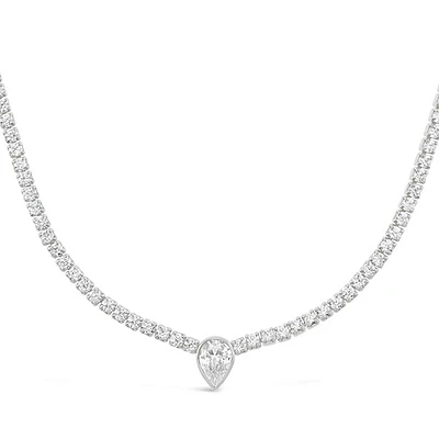 Sterling Silver Cubic Zirconia Tennis Choker Necklace