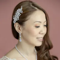 Bridal Silver Flower Hair Clip 142042