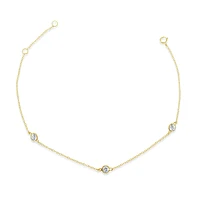 Gold Plated Sterling Silver Cubic Zirconia Bezel Anklet 143319