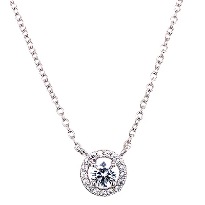 Sterling Silver Cubic Zirconia Round Outline Necklace 143470