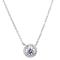 Sterling Silver Cubic Zirconia Round Outline Necklace 143470