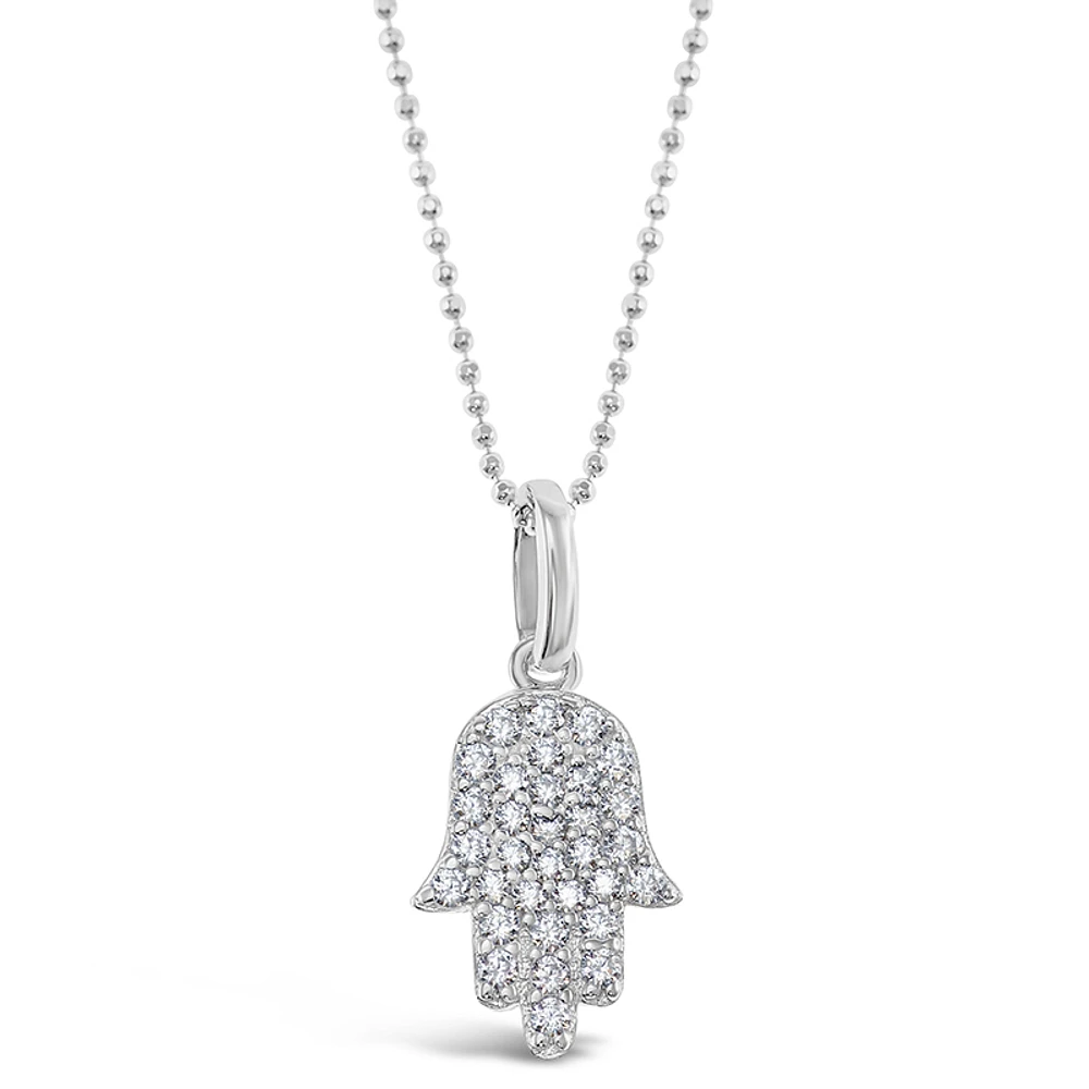 Sterling Silver Cubic Zirconia Hamsa Necklace