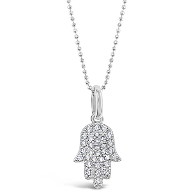 Sterling Silver Cubic Zirconia Hamsa Necklace