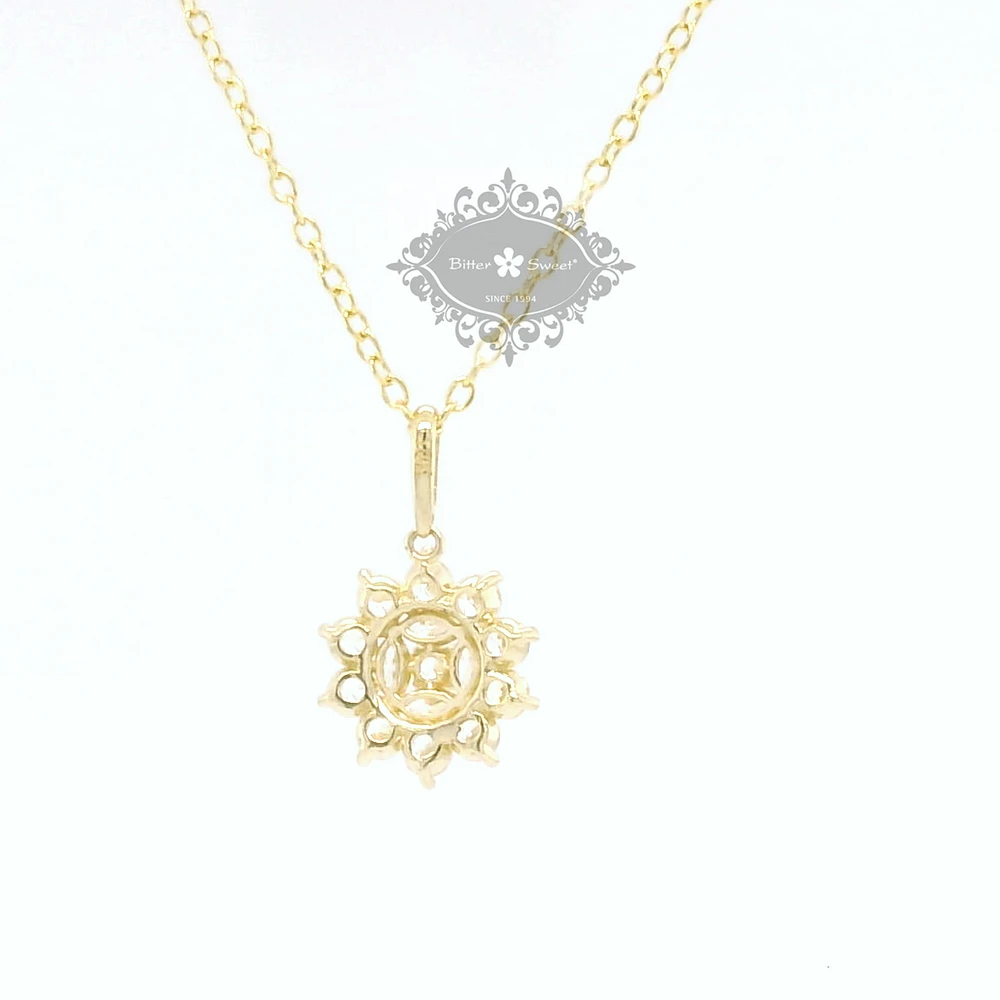 10k Yellow Gold Cubic Zirconia Flower Pendant
