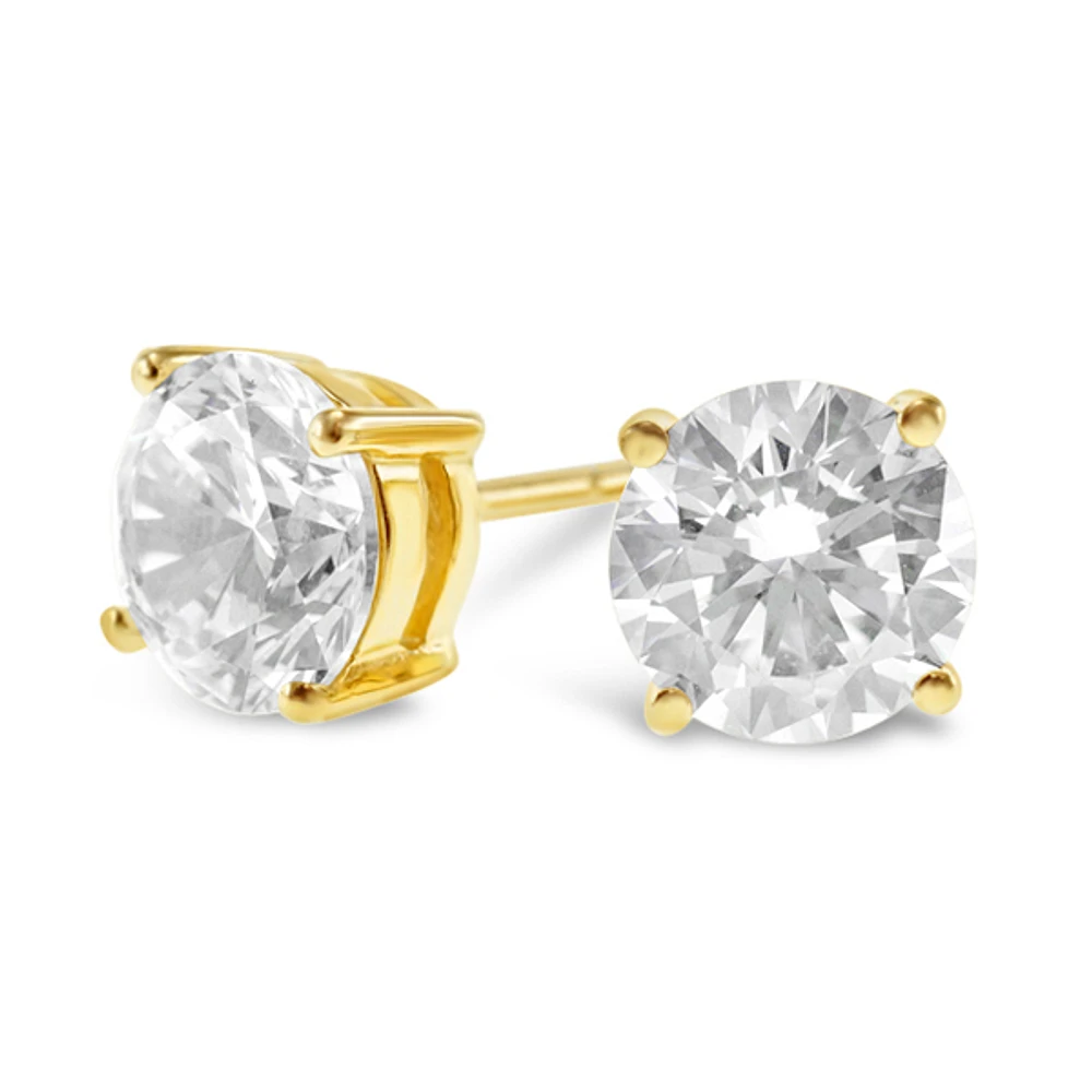 Gold Plated Sterling Silver Cubic Zirconia 8 Hearts 8 Arrows 9mm Studs 143347