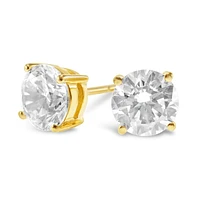 Gold Plated Sterling Silver Cubic Zirconia 8 Hearts 8 Arrows 9mm Studs 143347