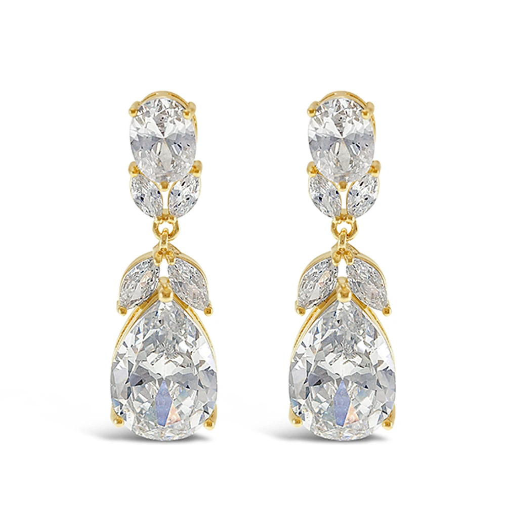 Bridal Gold Cubic Zirconia Drop Earrings 143272
