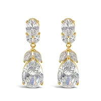 Bridal Gold Cubic Zirconia Drop Earrings 143272