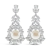 Bridal Pearl Cubic Zirconia Drop Earrings 145903