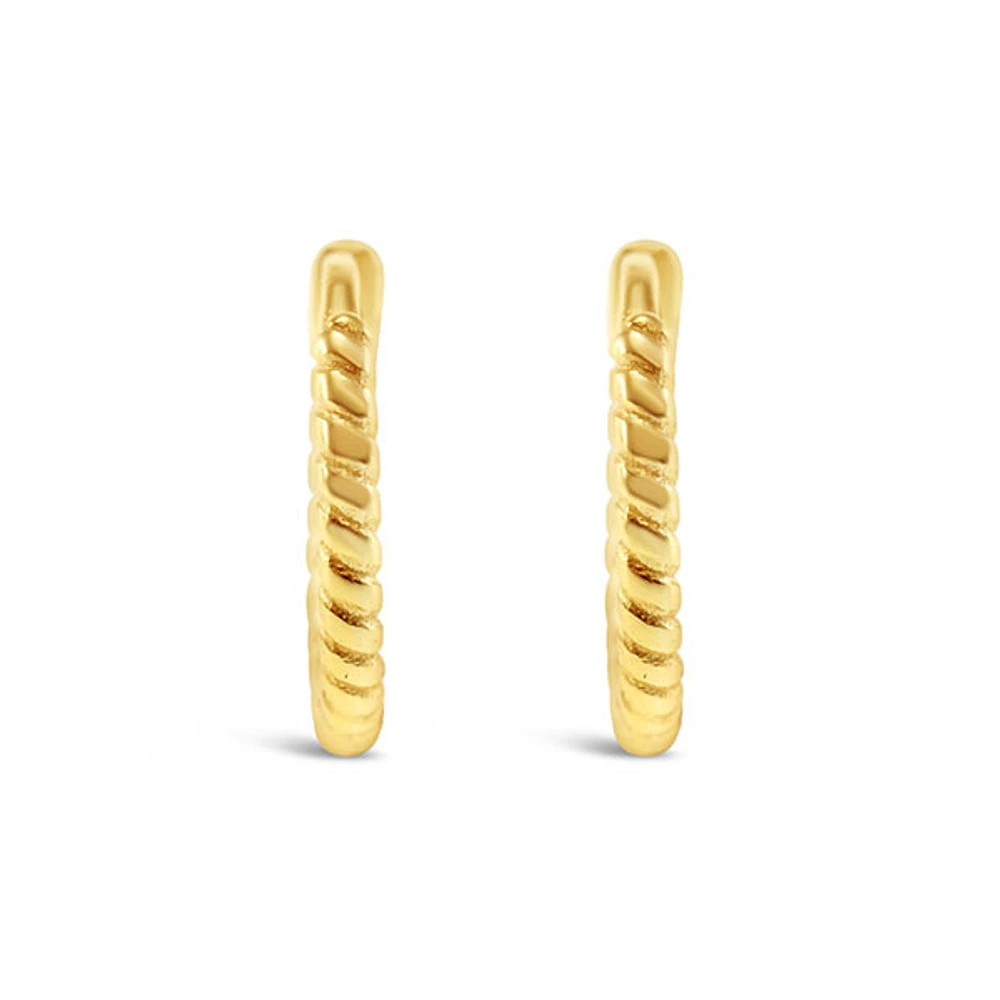 Gold Plated Sterling Silver Twist Huggie Earrings 144882
