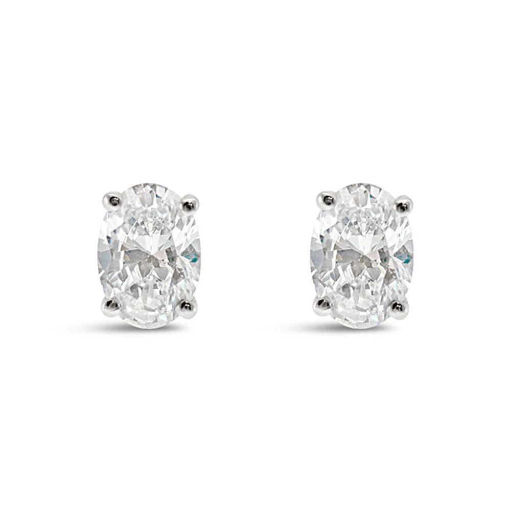 Sterling Silver Cubic Zirconia Oval Cut 5x7mm Stud Earrings 144937