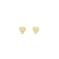 10k Yellow Gold Cubic Zirconia Heart Studs Earrings 153712