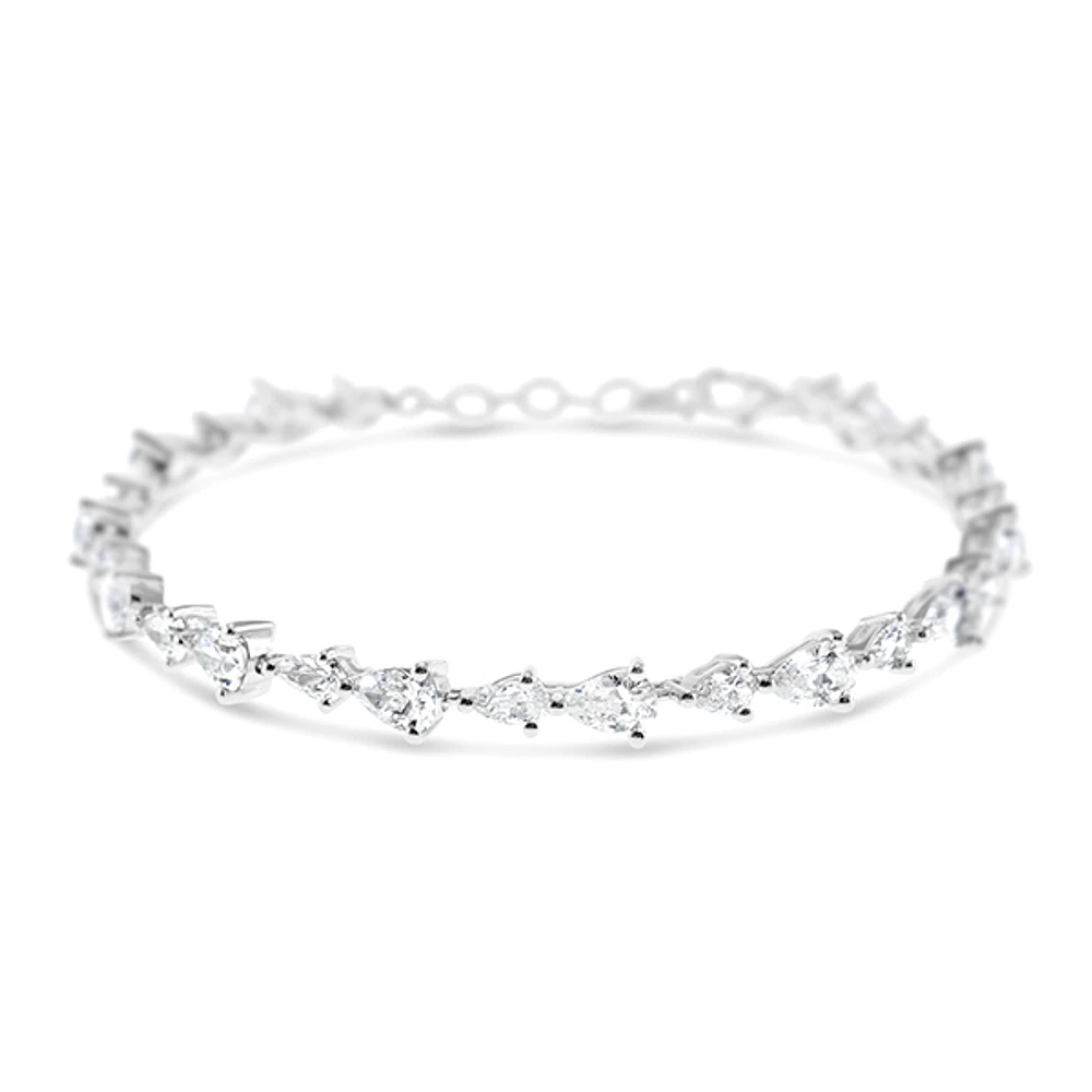 Sterling Silver Teardrop Cubic Zirconia Tennis Bracelet 149655