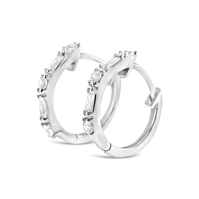 Sterling Silver Cubic Zirconia Huggie Earrings 146505