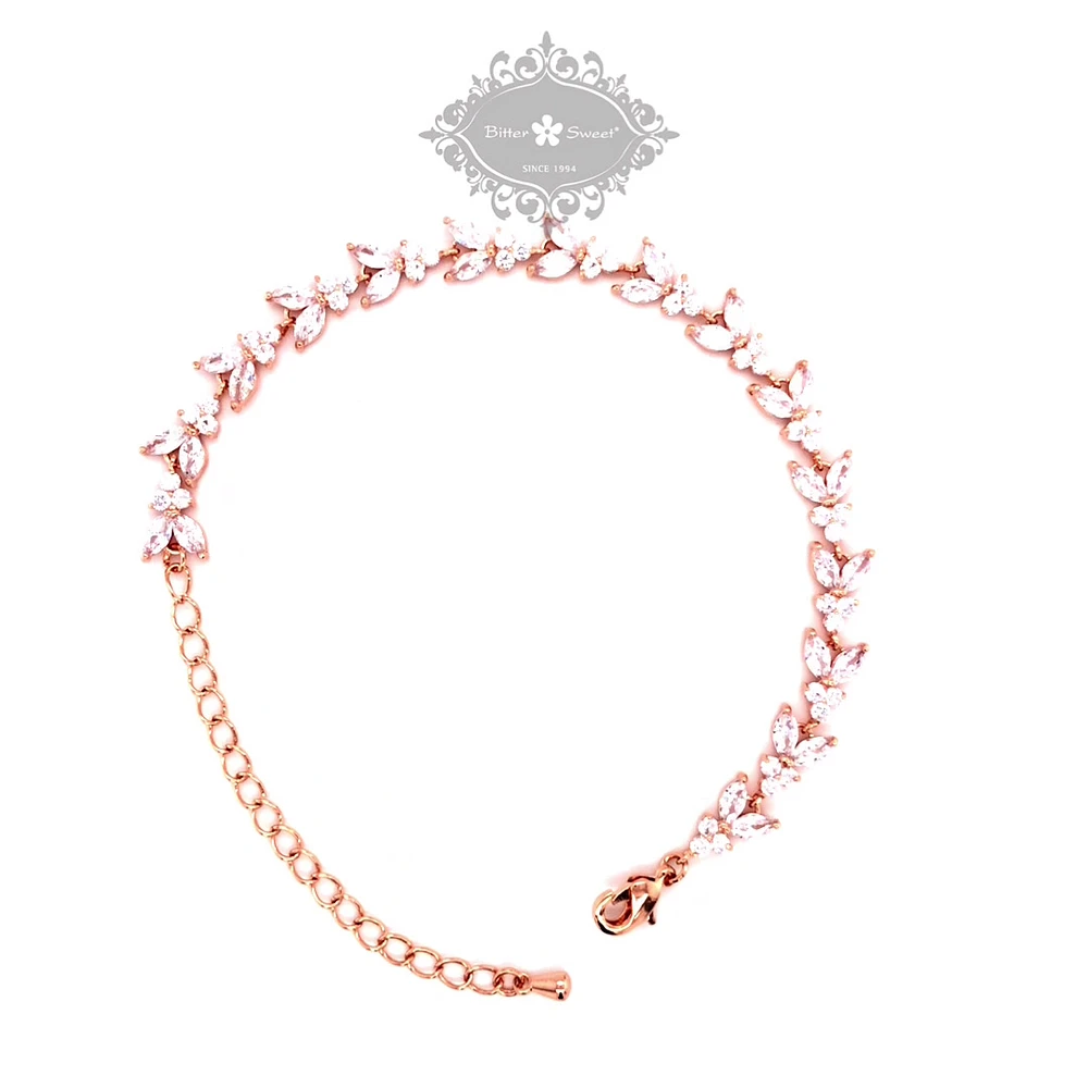 Bridal Rose Gold Cubic Zirconia Bracelet 137426