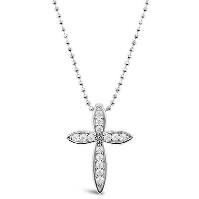 Sterling Silver Cubic Zirconia Cross Necklace 132020