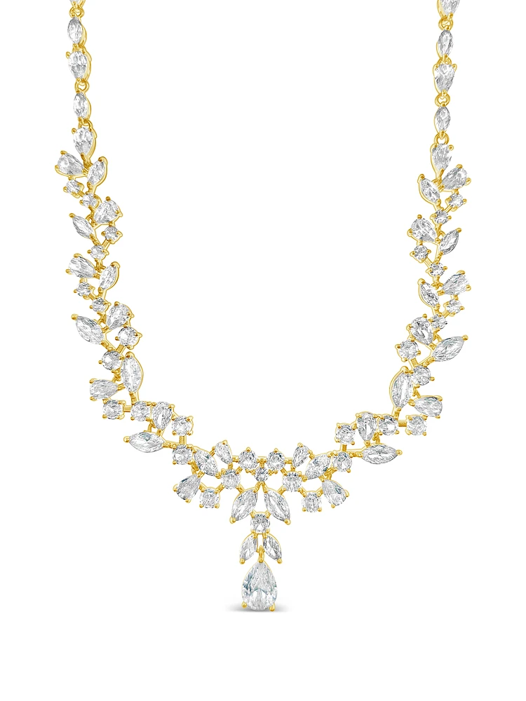 Bridal Gold Cubic Zirconia Necklace and Earrings set