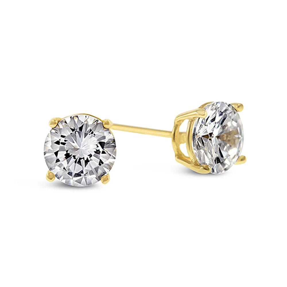 Yellow Gold Plated Sterling Silver Cubic Zirconia 3mm Studs 104997