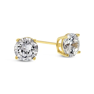 Yellow Gold Plated Sterling Silver Cubic Zirconia 3mm Studs 104997