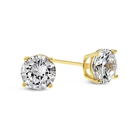 Yellow Gold Plated Sterling Silver Cubic Zirconia 3mm Studs 104997