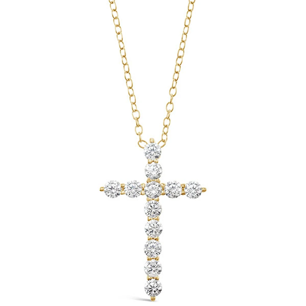 Gold Plated Sterling Silver Cubic Zirconia Cross Necklace 144943