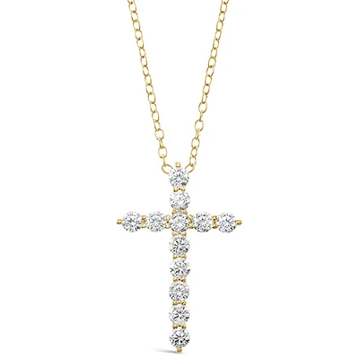 Gold Plated Sterling Silver Cubic Zirconia Cross Necklace 144943