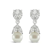 Bridal Pearl Cubic Zirconia Drop Earrings 139554