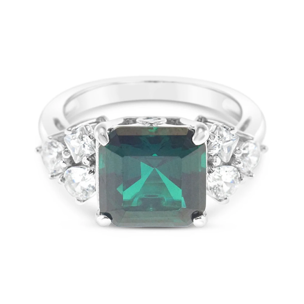 Sterling Silver Emerald Cubic Zirconia Ring 153438