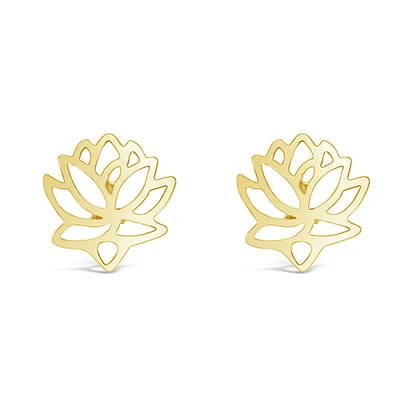 Gold Plated Sterling Silver Lotus Earrings 143308