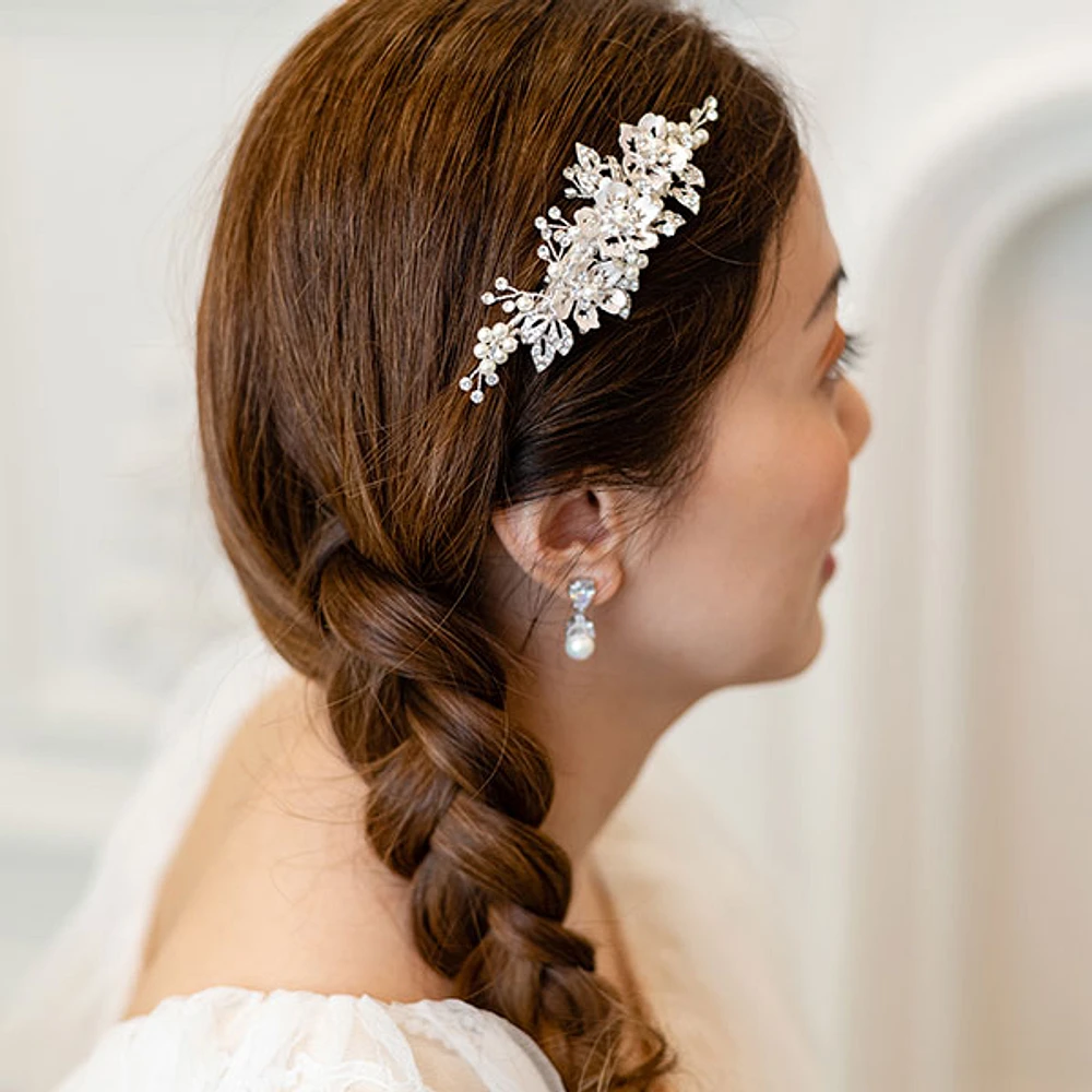 Bridal Silver Flower Hair Clip 142042
