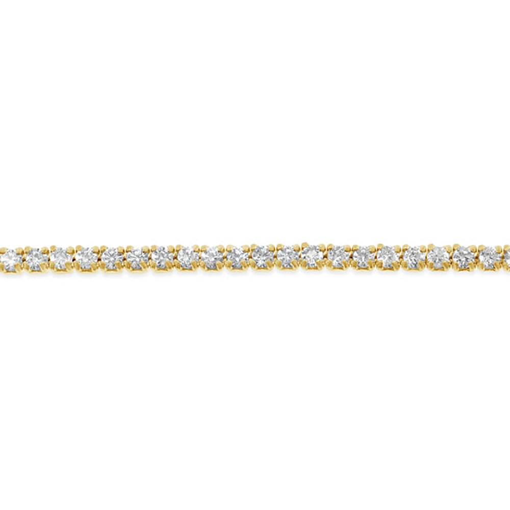 Gold Plated Sterling Silver 1mm Cubic Zirconia Tennis Bracelet