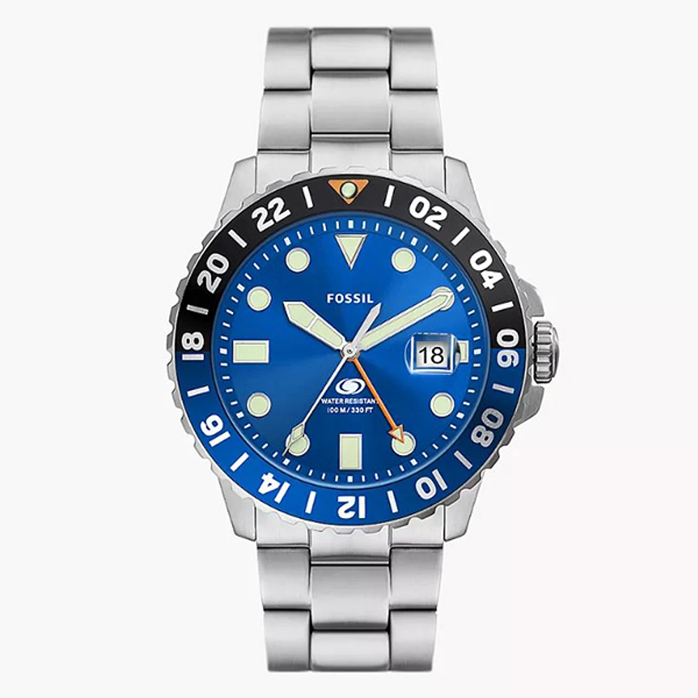 Fossil Blue GMT Stainless Steel Watch 153637