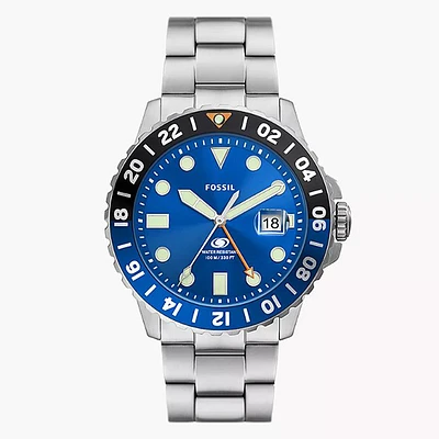 Fossil Blue GMT Stainless Steel Watch 153637