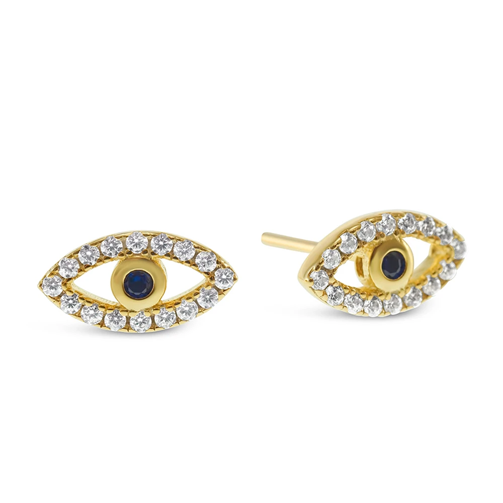 Yellow Gold Plated Sterling Silver Cubic Zirconia Earrings 140110
