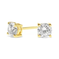 Gold Plated Sterling Silver Cubic Zirconia 8 Hearts 8 Arrows 5mm Studs 143345