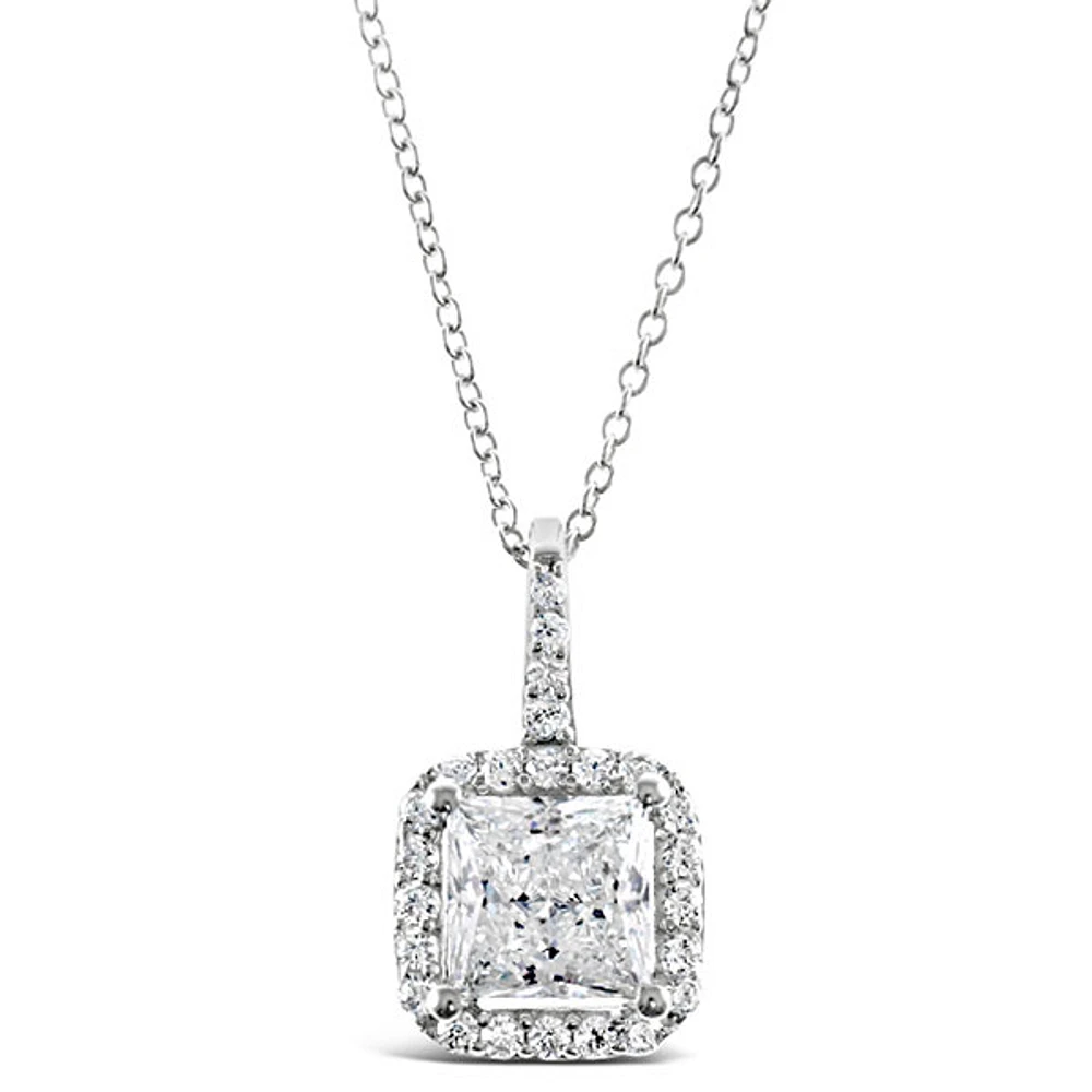 Sterling Silver Cubic Zirconia Square Necklace