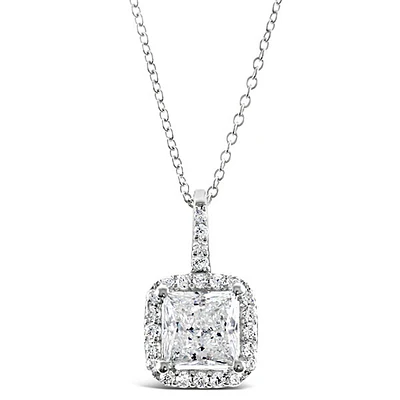 Sterling Silver Cubic Zirconia Square Necklace