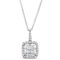 Sterling Silver Cubic Zirconia Square Necklace