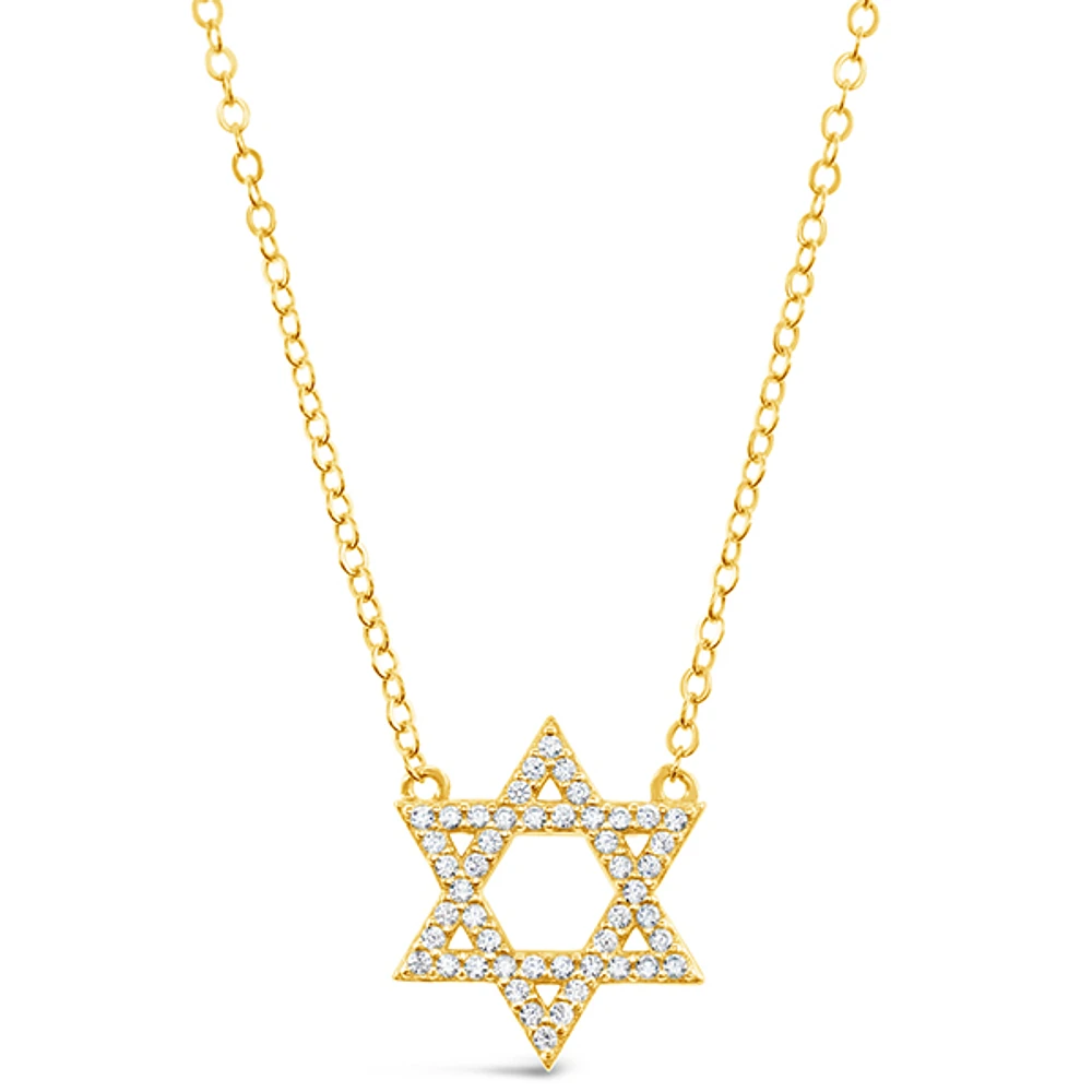 Gold Plated Sterling Silver Cubic Zirconia Star of David Necklace 151234