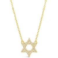 Gold Plated Sterling Silver Cubic Zirconia Star of David Necklace 151234