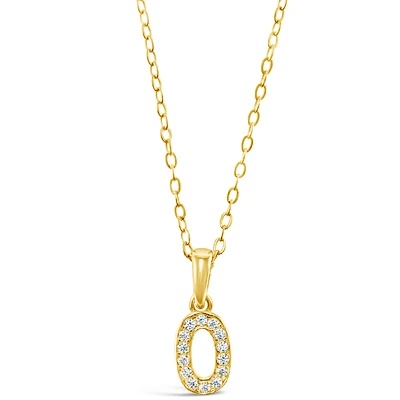 Gold Plated Sterling Silver Cubic Zirconia Initial O Necklace 147946