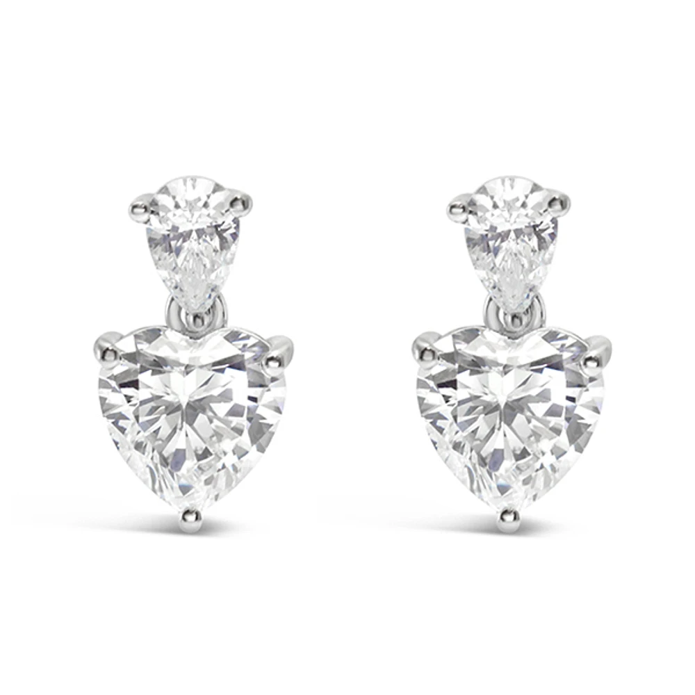 Sterling Silver Cubic Zirconia Heart Earrings