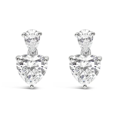 Sterling Silver Cubic Zirconia Heart Earrings