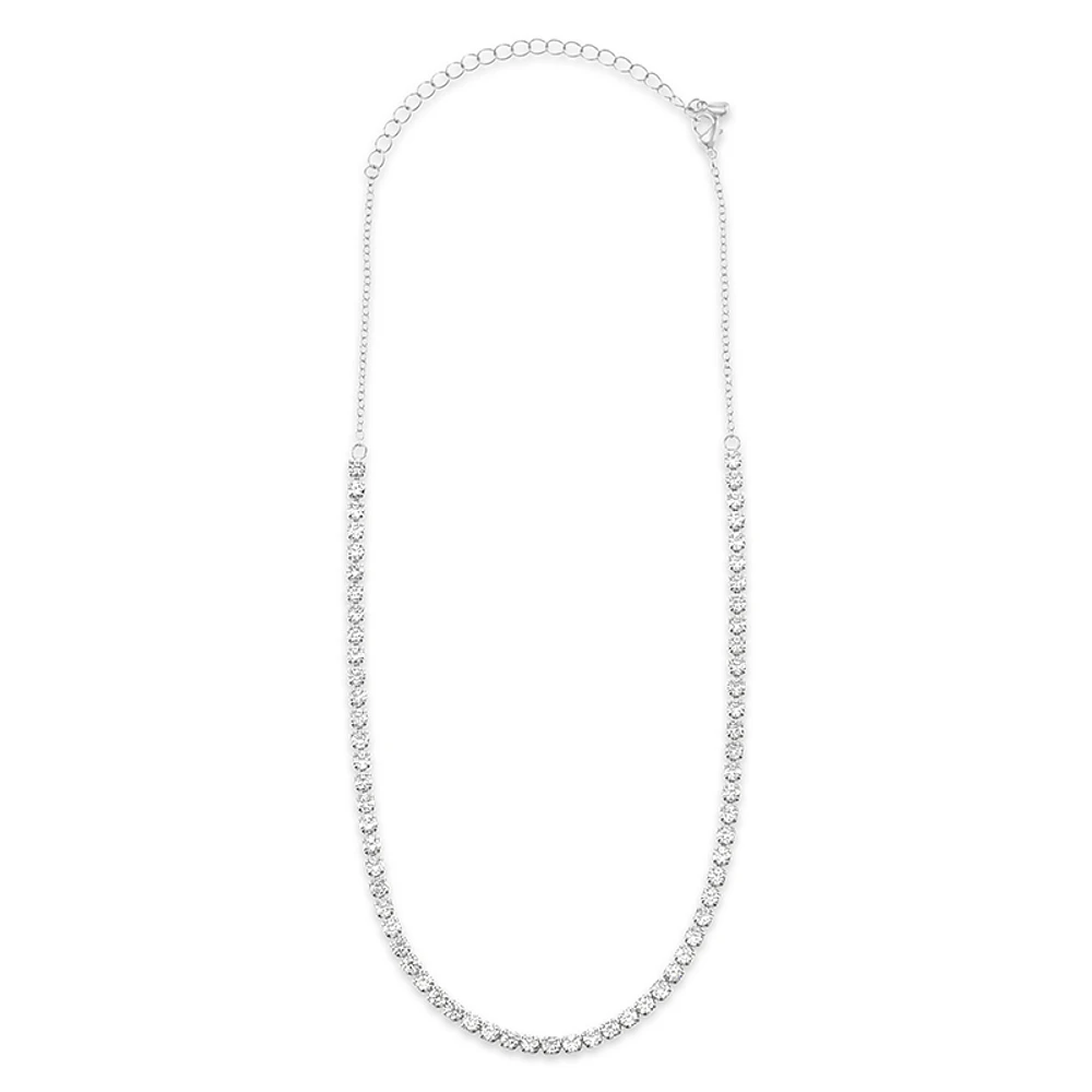 Fashion Cubic Zirconia Silver Tennis 12" Choker 143264
