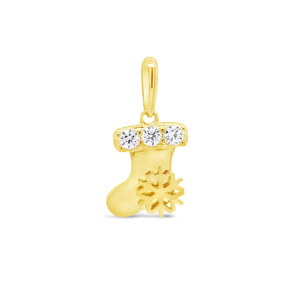10k Yellow Gold Cubic Zirconia Christmas Pendant 153736