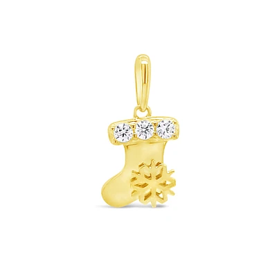 10k Yellow Gold Cubic Zirconia Christmas Pendant 153736