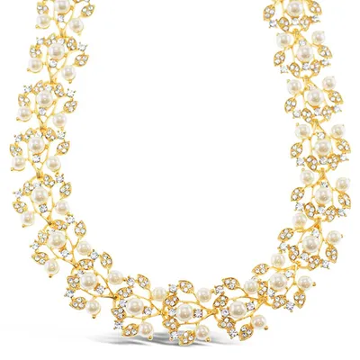 Gold Crystal & Pearl Necklace 145425