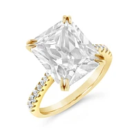 Gold Plated Sterling Silver Cubic Zirconia Radiant Cut Ring 146116