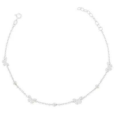 Sterling Silver Cubic Zirconia Butterfly Anklet 149120